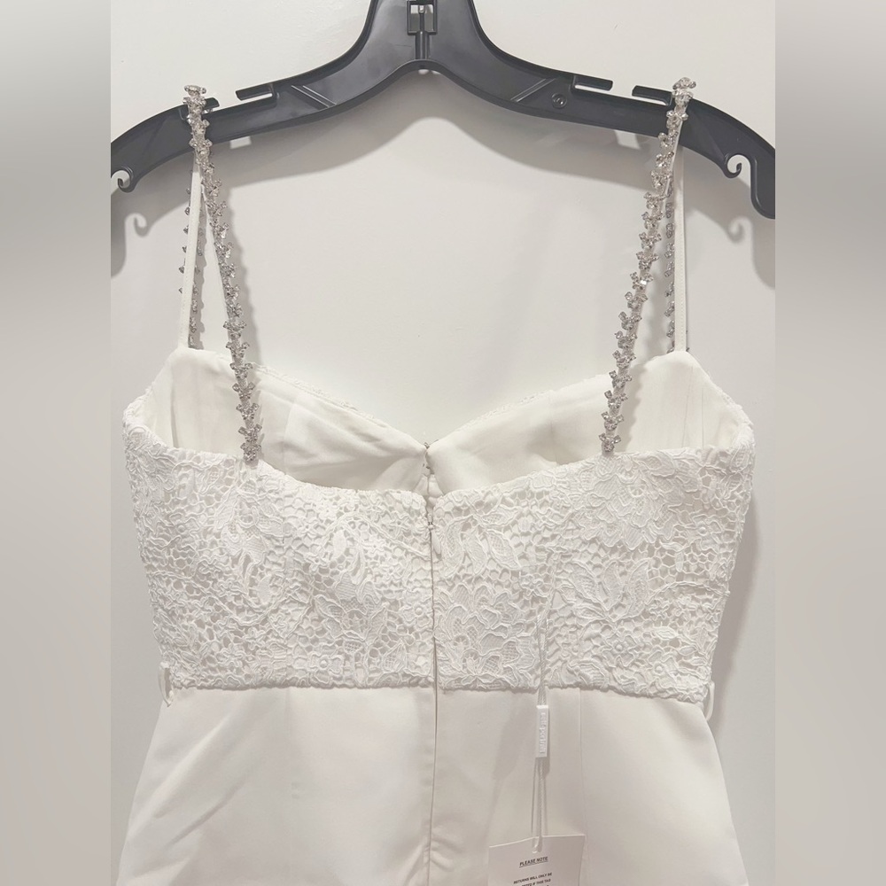 NWT US4 Self-Portrait White Lace Bodice Mini Dress - Picture 10 of 11